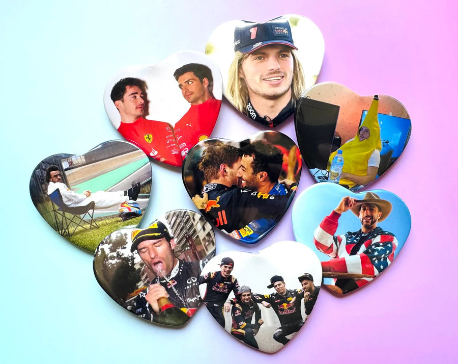 Formula 1 Retro Driver Heart Buttons
