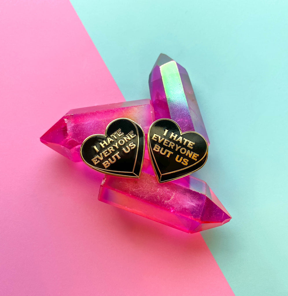 Limited Edition Black Heart "I hate everyone but us" Best Friend Pin set!